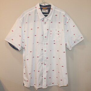 Free Planet men's button-front short sleeve shirt Size 4X flag patriotic